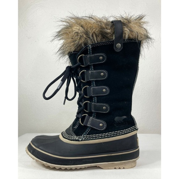 Sorel Joan of Artic Winter Black Waterproof Boots Suede Fur Snow Shoe US 6 EU 37 - Picture 6 of 12